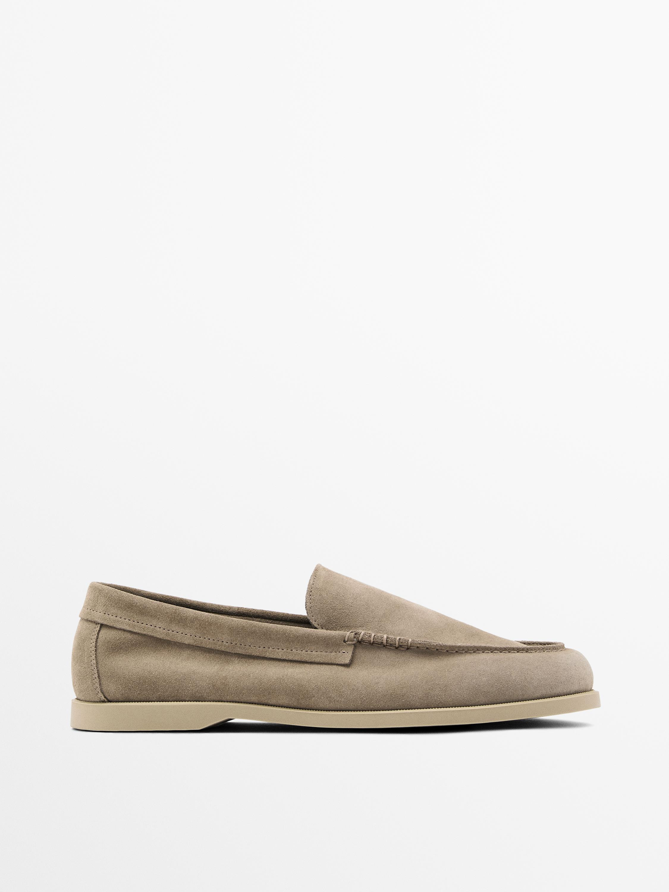 Soft split suede loafers | Massimo Dutti US