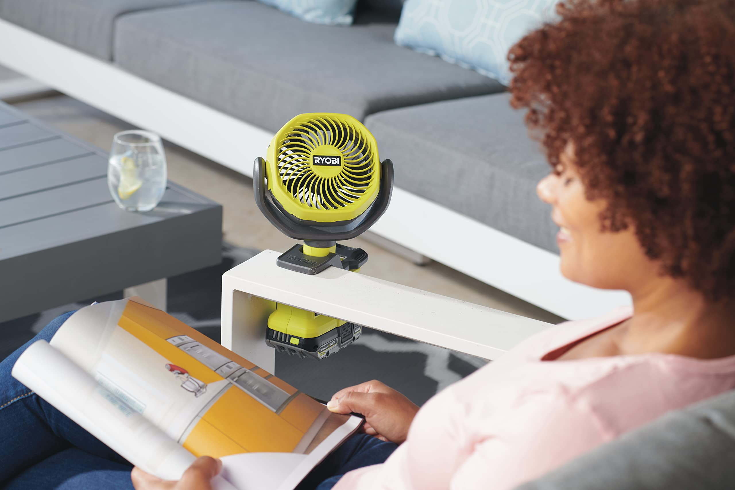 Ryobi RCF18-0 18V ONE+ Cordless 10cm Clamp Fan (Bare Tool) Hyper Green | Amazon (US)