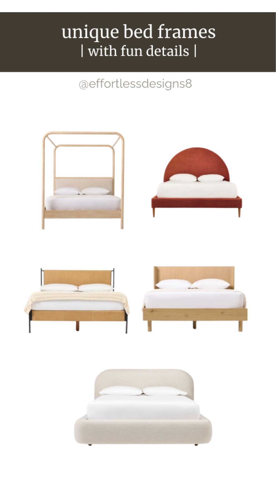 Looking to refresh your bedroom? Sometimes it’s just as simple as switching out your bedframe. Take a look at these unique and fun bed frames that are sure to add the fun refresh in your bedroom that you are looking for.

#interiors #interiordesign
