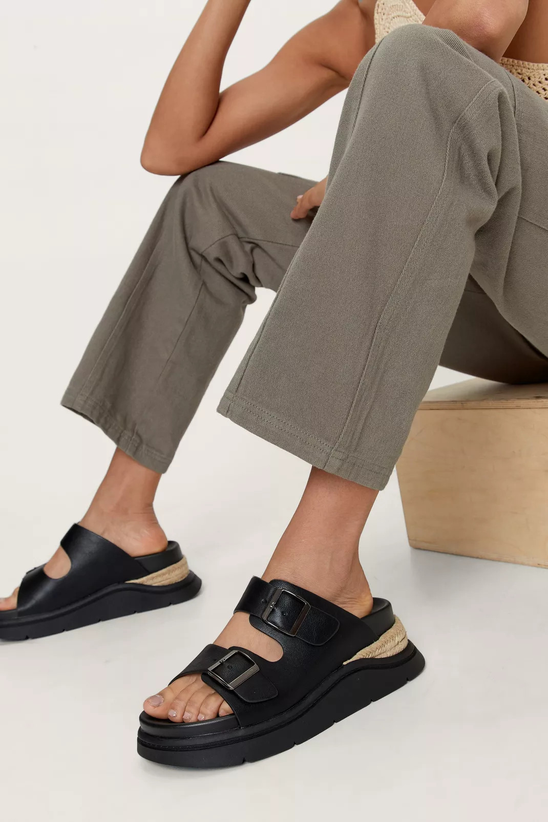 Chunky Woven Double Buckle Sandals | Nasty Gal (US)