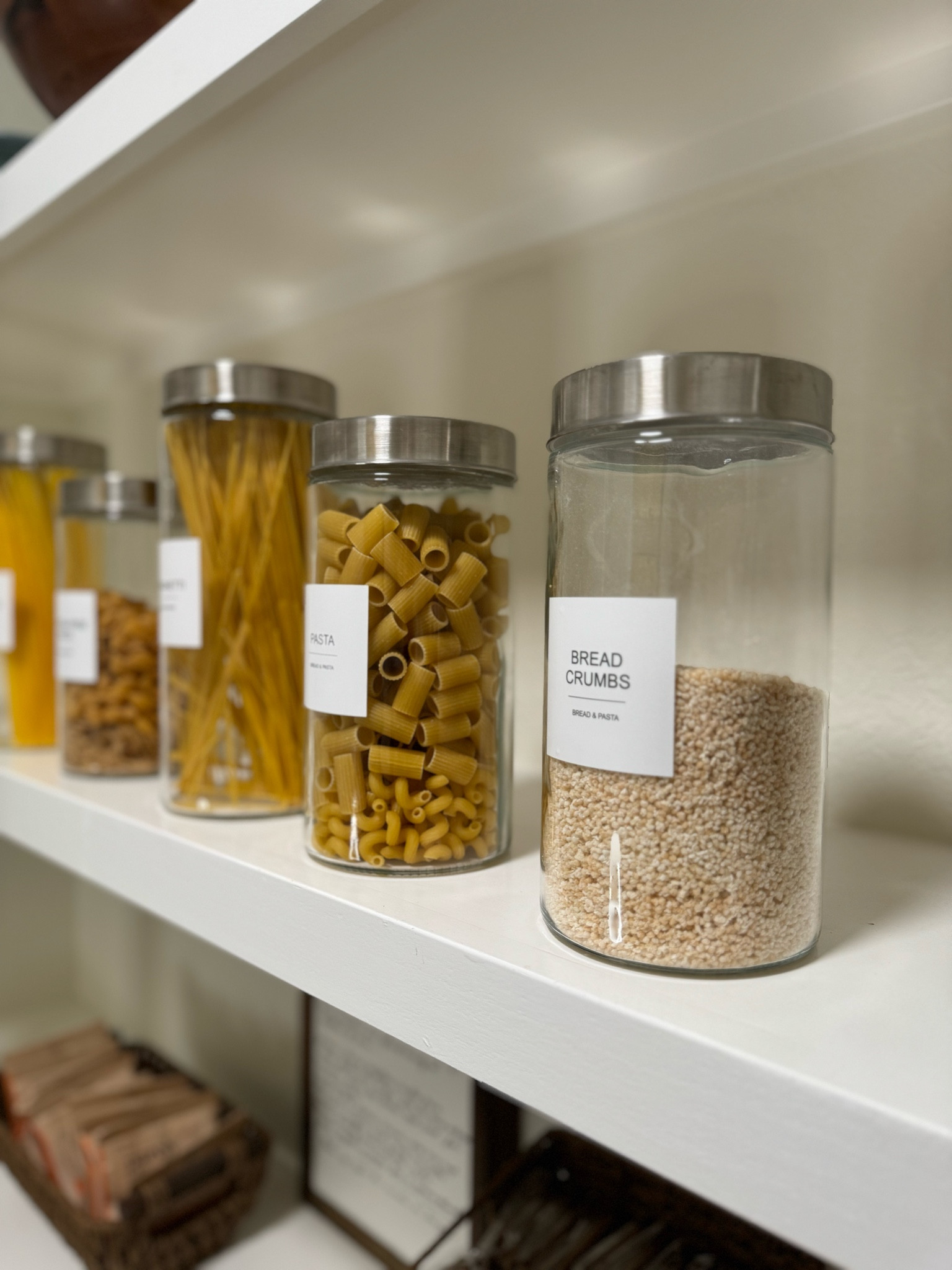 Pantry jars, glass food jars, container labels 