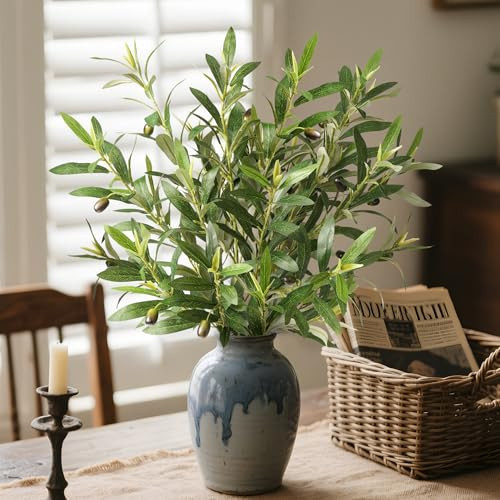 Ttranewsoo Fake Plants Olive Branch Artificial Plant Outdoor Decorations for Living Room Olive Tree Branches Greenery Stems 27.5in Can Be Used for Spring Home Decor Room Decor Office Decor(6PCS) | Amazon (US)