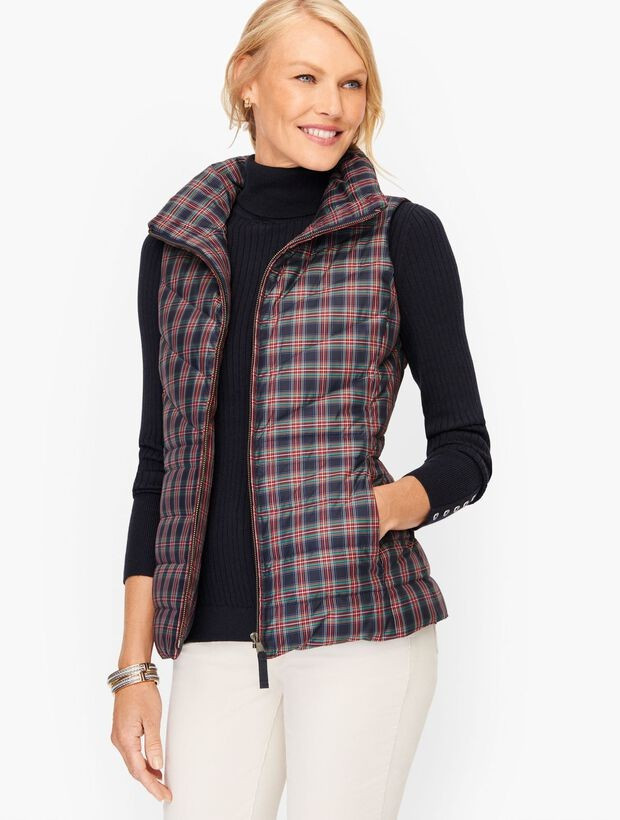 Down Puffer Vest - Holiday Plaid | Talbots