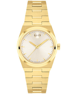 Women's Bold Quest Swiss Quartz Ionic Plated Light Gold Steel Watch, 28mm | Macy's