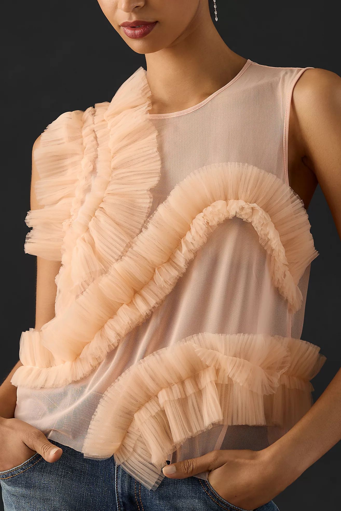 By Anthropologie Tulle Ruffle Tank | Anthropologie (US)