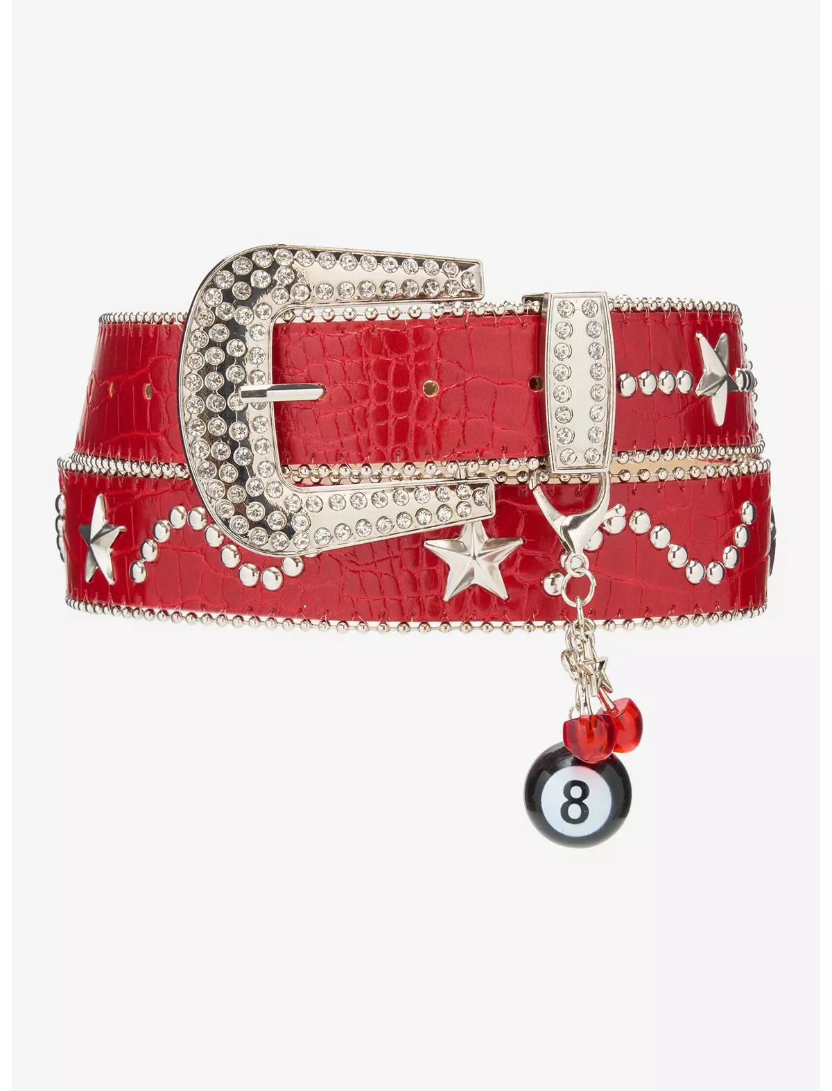 Red & Silver Star Stud 8-Ball Charm Belt | Hot Topic | Hot Topic