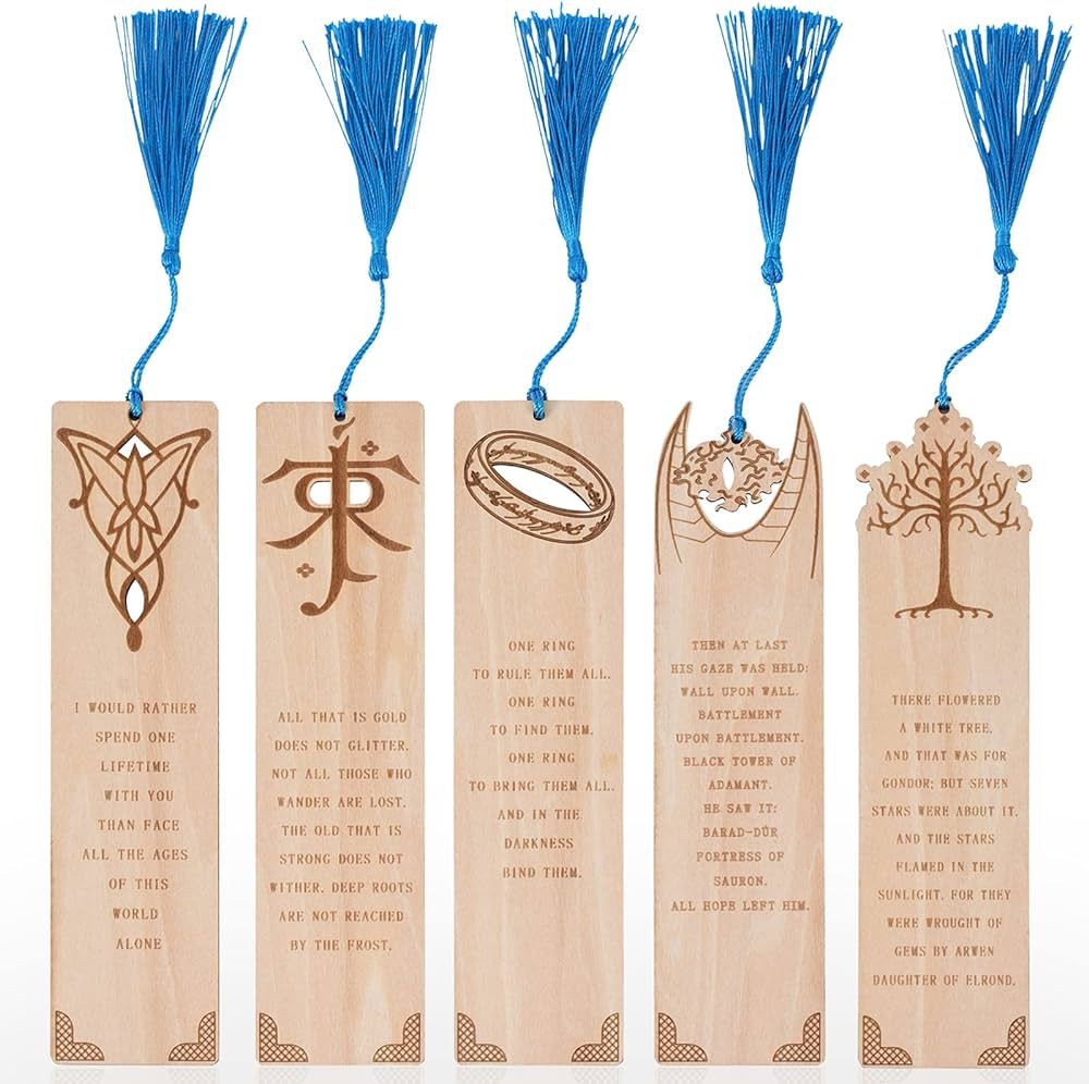 5 Pieces LOTRS Bookmark for Men & Women, Lord of Rings Themed Hobbits Bookmarks Set with Silk Tas... | Amazon (US)