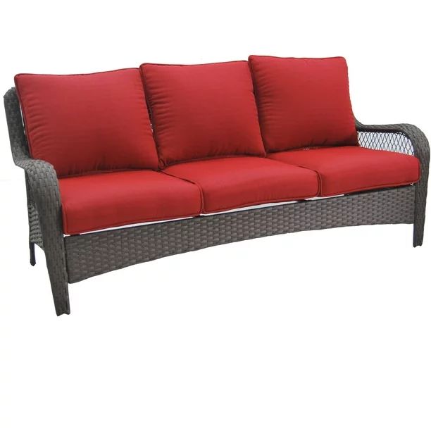Better Homes and Gardens Colebrook Outdoor Sofa, seats 3 Red | Walmart (US)