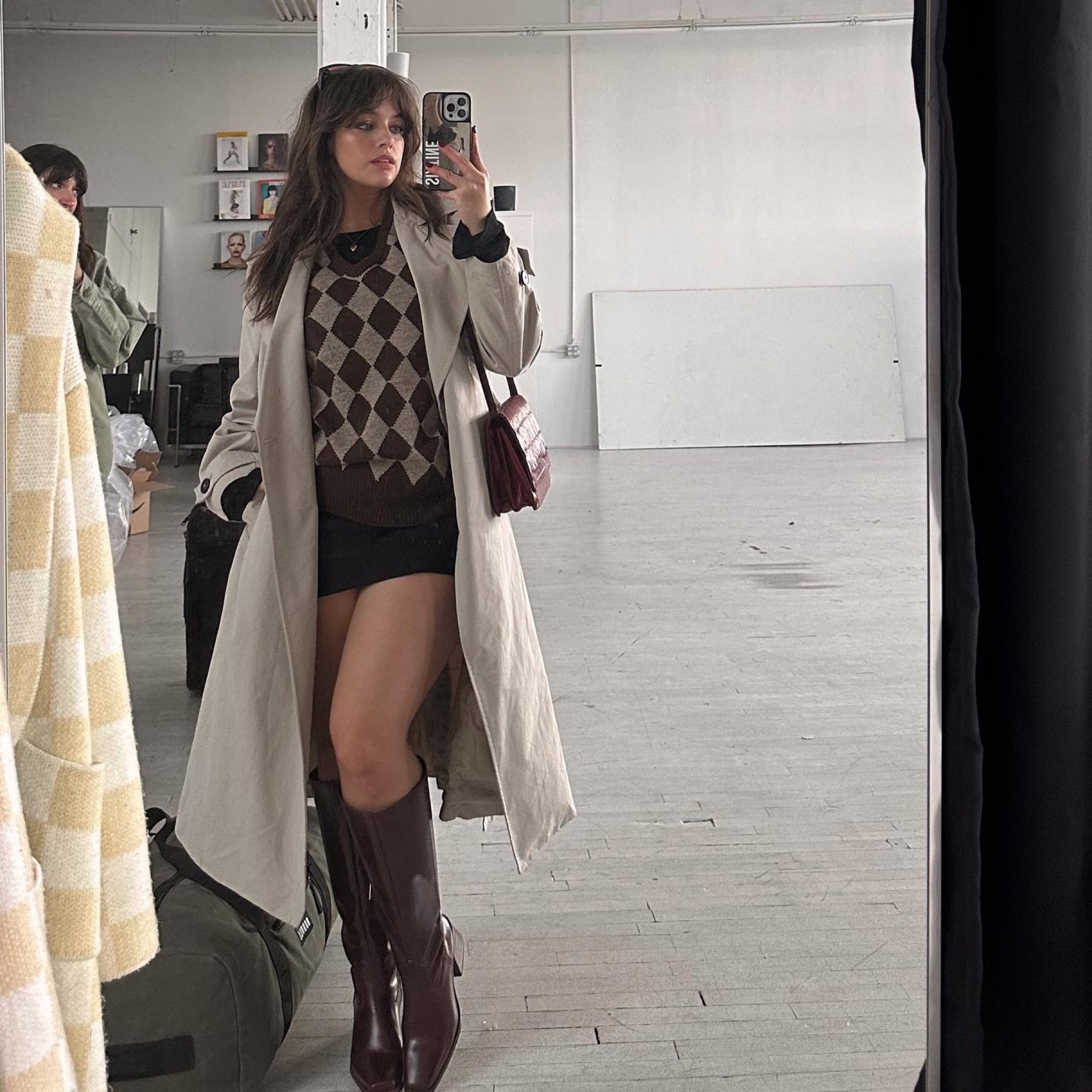 sweater and bag are thrifted but linked similar! 