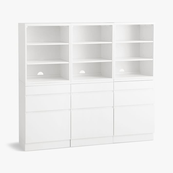 Bowen Triple Tall Bookcase with Drawers | Pottery Barn Teen