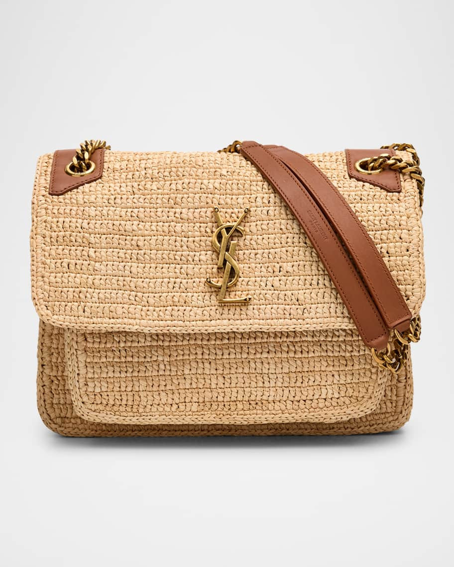 Saint Laurent Niki Medium YSL Shoulder Bag in Raffia | Neiman Marcus