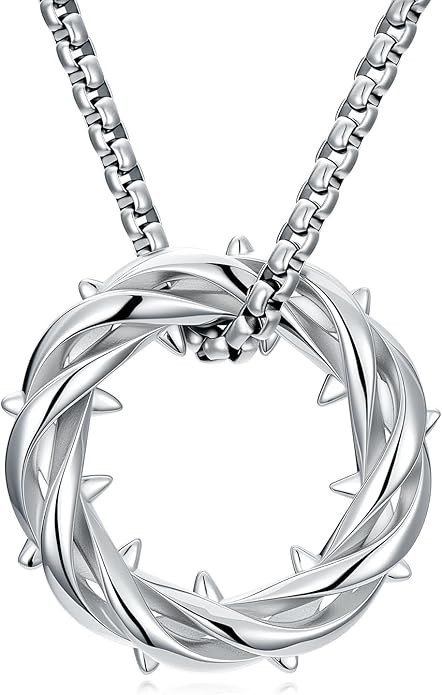 Seiyang Crown of Thorns Necklace 925 Sterling Silver Crown Pendant Amulet Jewelry Gifts (with Gif... | Amazon (US)