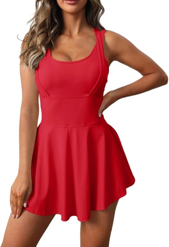 Womens Sleeveless 2-in-1 Athletic Tennis Golf Dress Underneath Workout Active Dresses with Built-... | Amazon (US)