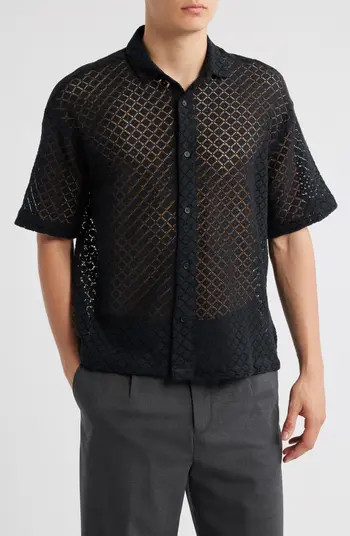 Oversize Texture Short Sleeve Button-Up Shirt | Nordstrom