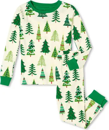Kids' Christmas Trees Fitted Two-Piece Cotton Pajamas | Nordstrom