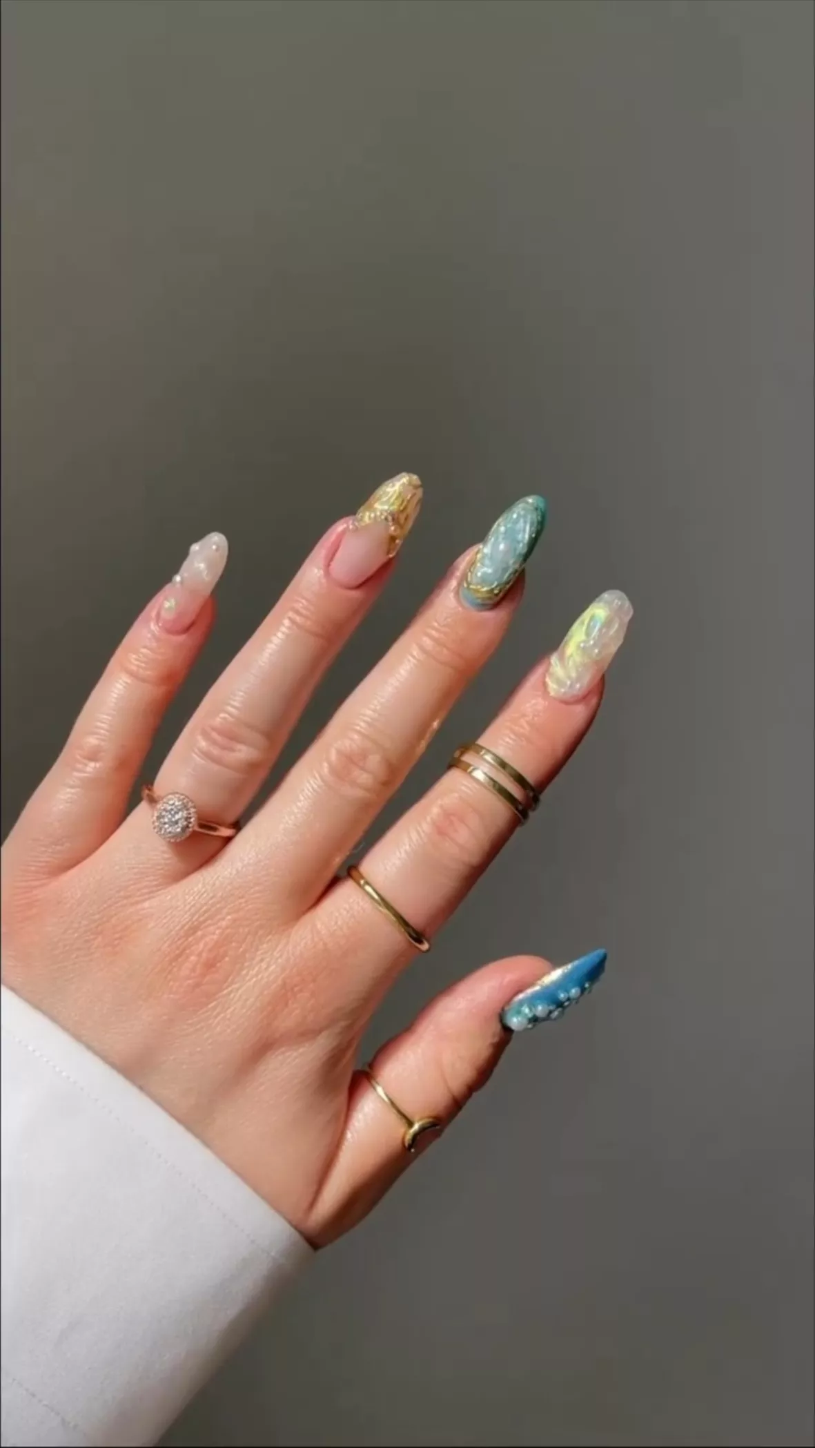 Aokitec Chrome Nail Powder White Mirror Shimmer Rainbow Pearl Mermaid Nails  US