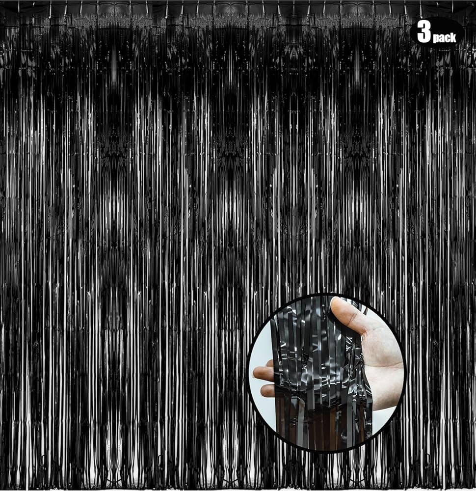 Halloween Black Foil Fringe Curtains Fachoige 3pack Tinsel Backdrop Party Streamers Door Curtains... | Amazon (CA)