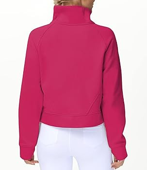 THE GYM PEOPLE Womens' Half Zip Pullover Fleece Stand Collar Crop Sweatshirt with Pockets Thumb H... | Amazon (US)