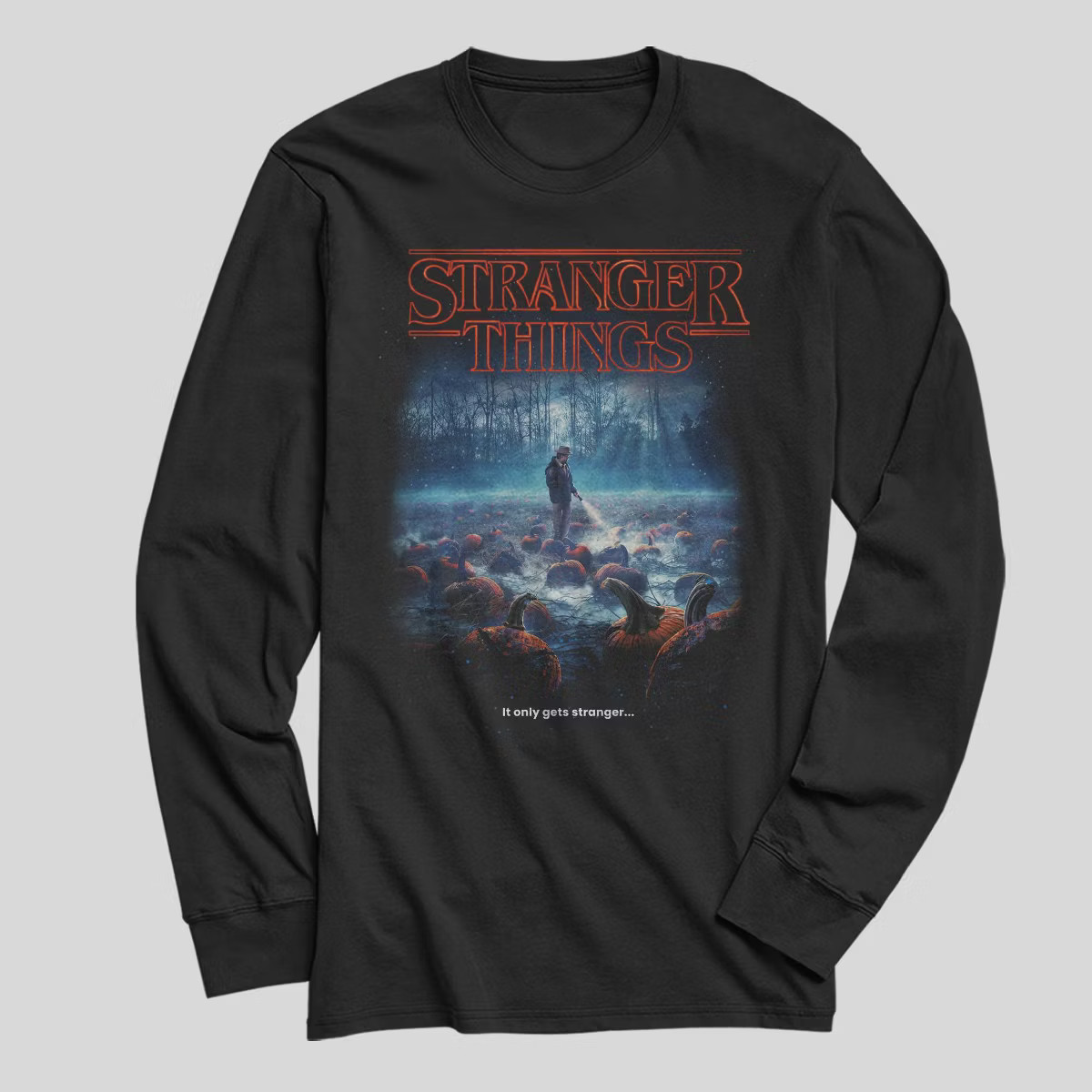 Men's Stranger Things Long Sleeve T-Shirt - Black | Target