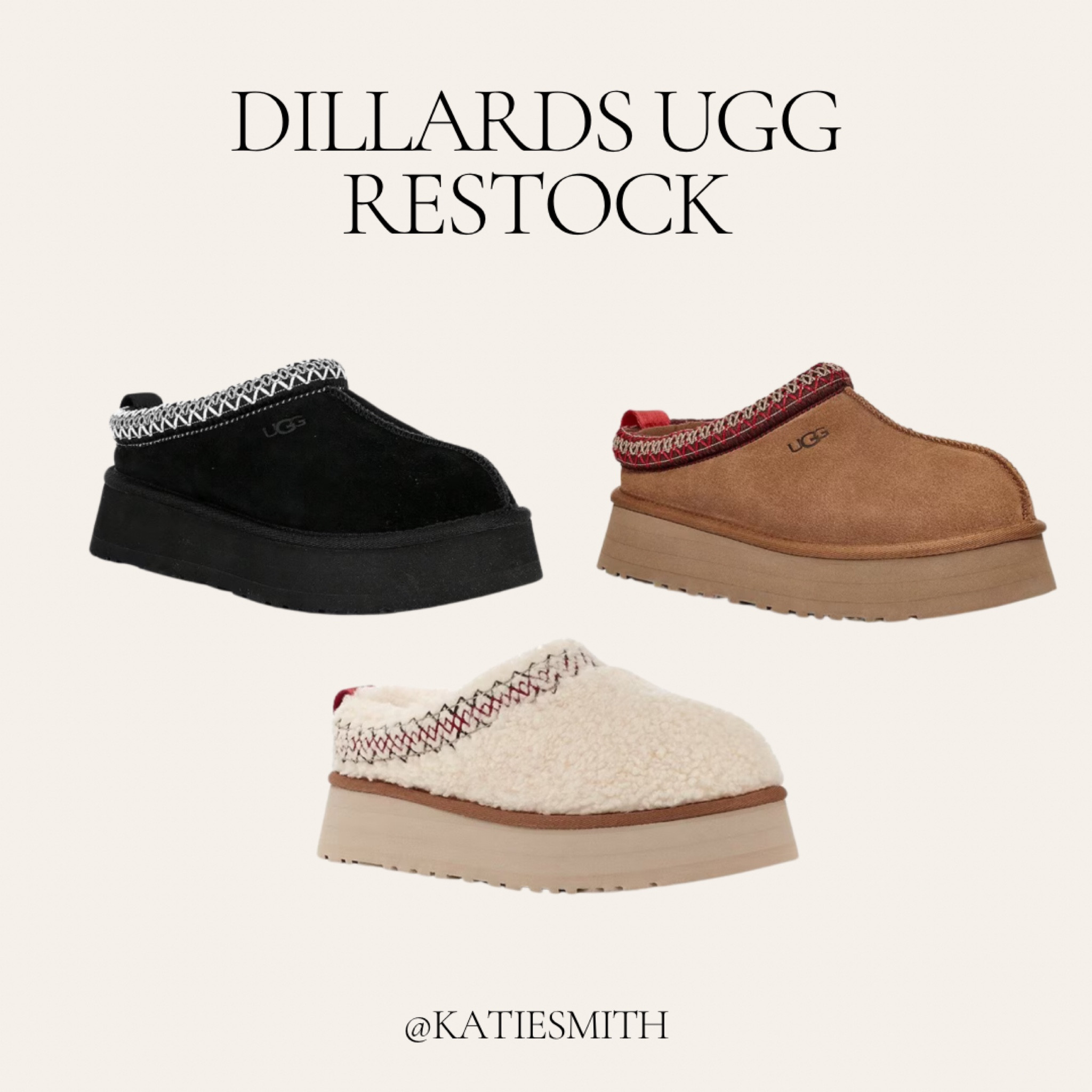 The platform uggs stay sold out literally everywhere! Dillards currently has them in stock in most sizes!

Tazz suede platform uggs | ugg slippers | ugg boots | Sherpa uggs 

#LTKHoliday #LTKstyletip #LTKGiftGuide