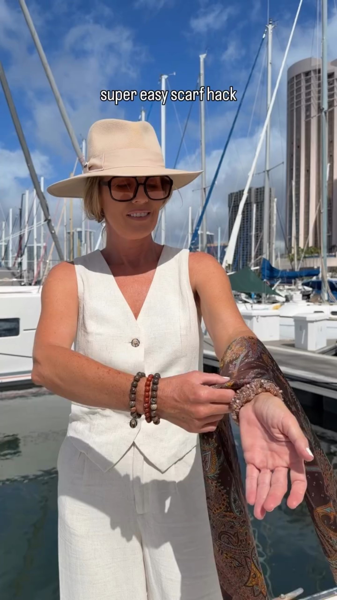 Silk scarf, reimagined. Yes or no? 

Fold the scarf, place it around your neck, and let the ends fall in front. Cross the ends, then take the one underneath and fold it upward over the other. Repeat the same motion with the opposite end, then tie the two ends at the back of your neck.
This style looks lovely with V-neck tops, simple shirts, or layered over coats. What do you think ?

#howto #scarftutorial #fashionhacks

#LTKWorkwear #LTKOver40 #LTKHoliday