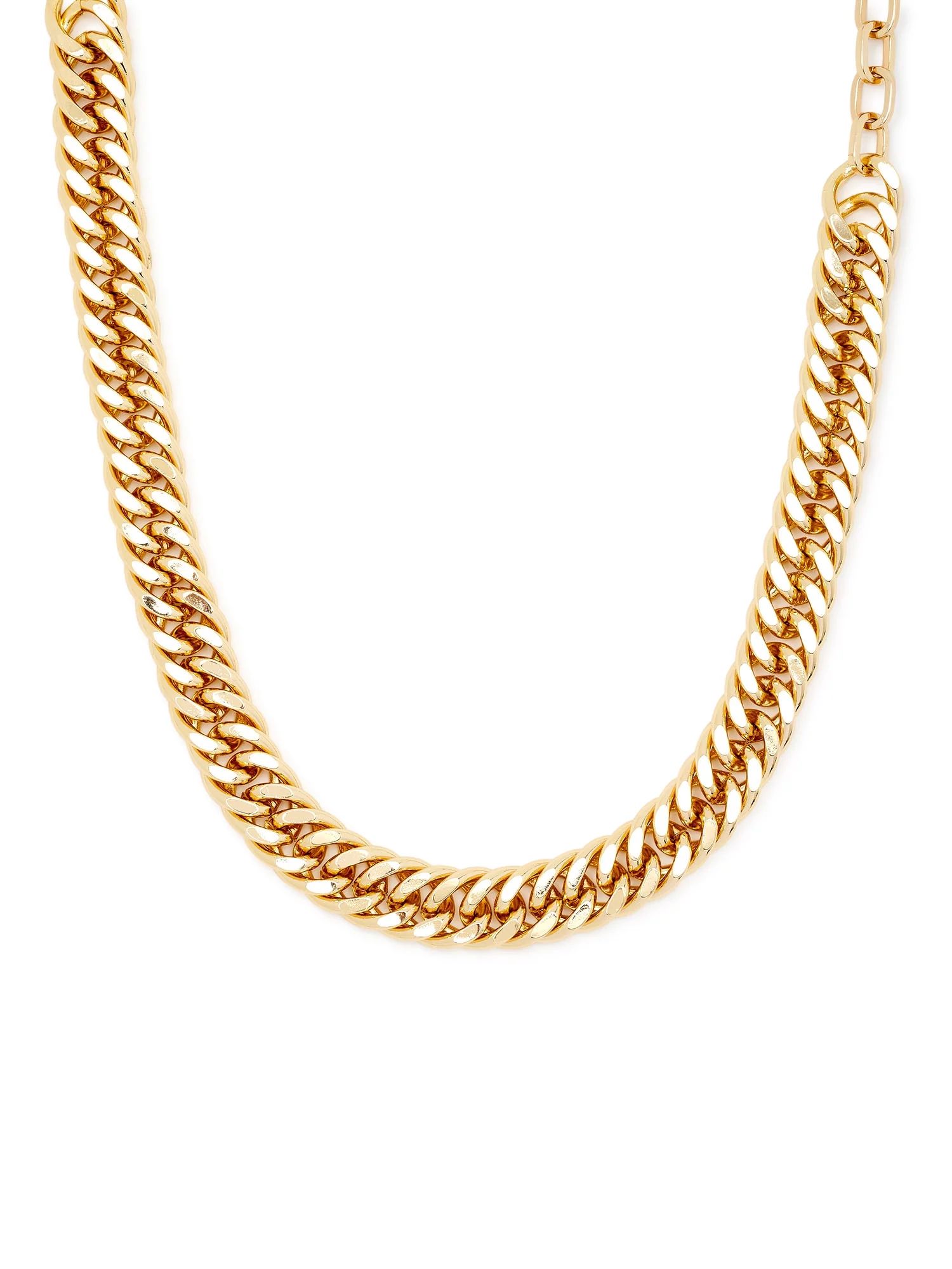 Scoop Womens Brass 14K Gold-Flash Plated Chain-Link Toggle Necklace | Walmart (US)