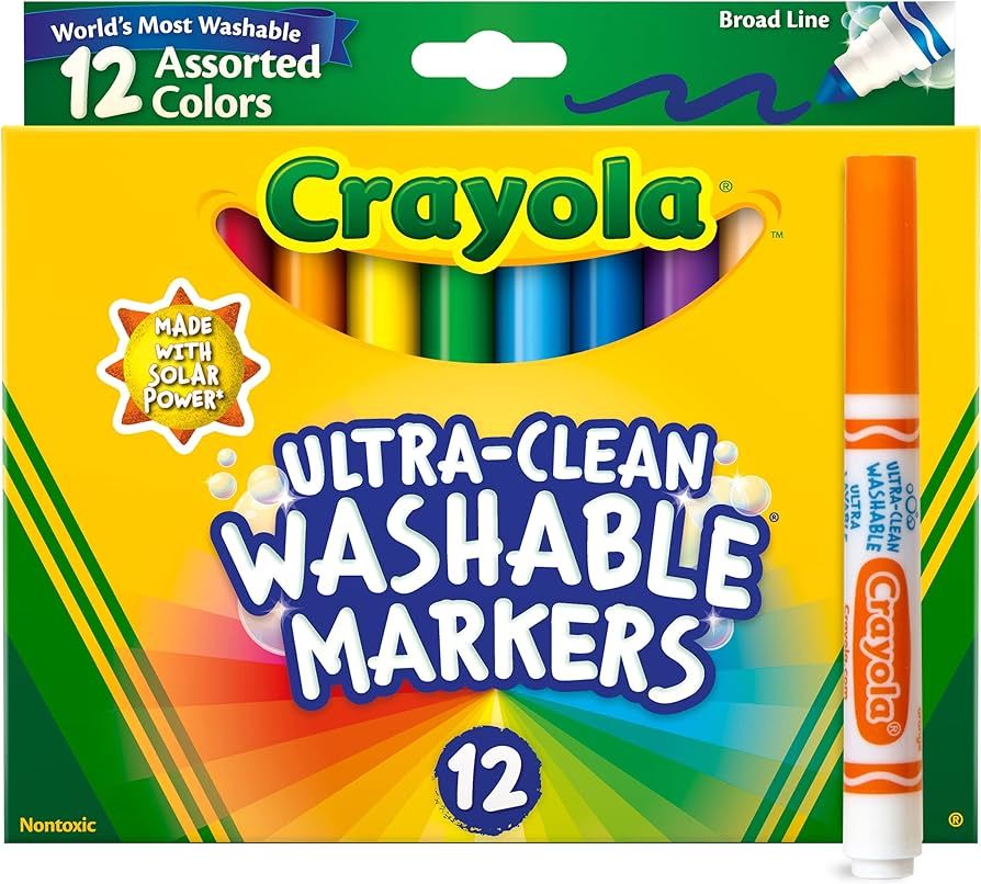 Crayola Broad Line Markers (12 Count), Washable Markers for Kids, Assorted, Great for Classrooms ... | Amazon (US)