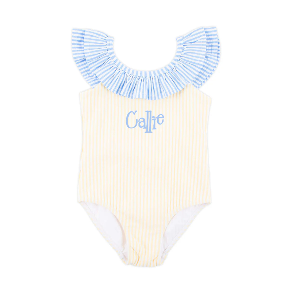 Santorini Yellow & Blue Stripe One Piece Swimsuit | Classic Whimsy