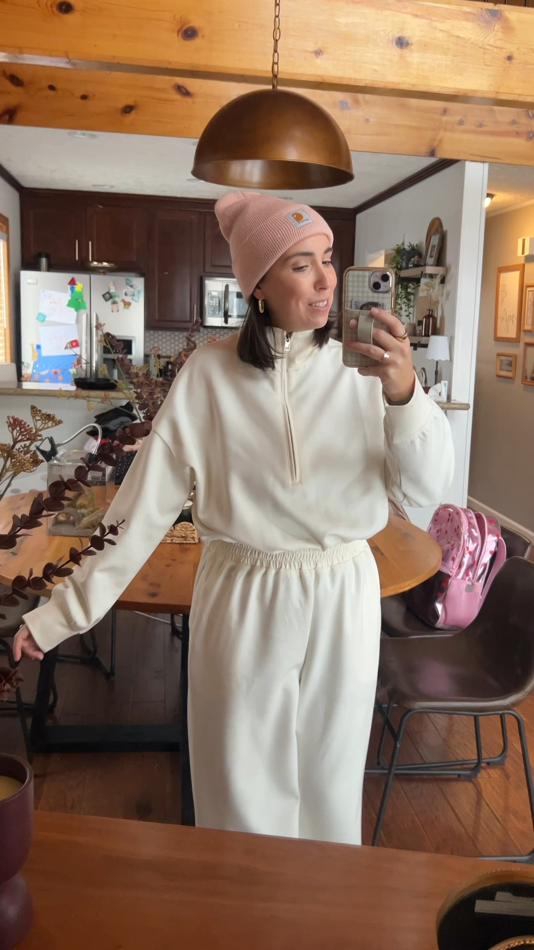 Winter snow day OOTD ❄️🩷
Cute white jumpsuit + Carhartt beanie 

#LTKootd #LTKgrwm #LTKmomlife