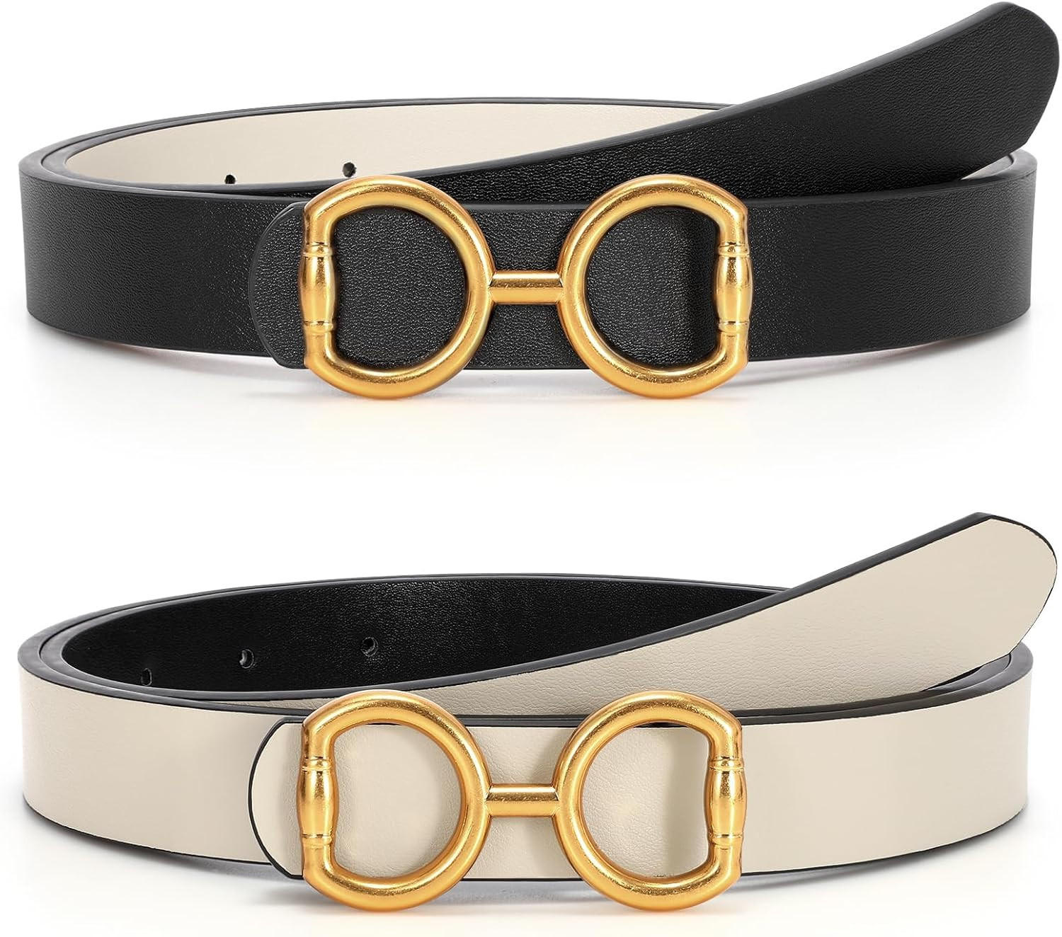 TRIWORKS Women Reversible Leather Belt for Jeans Pants,Fashion Gold Buckle Ladies Dress Belt | Amazon (US)