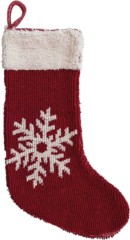 Creative Co-Op 20' H Cotton Knit Stocking w/Snowflake, Red & Cream Color | Amazon (US)
