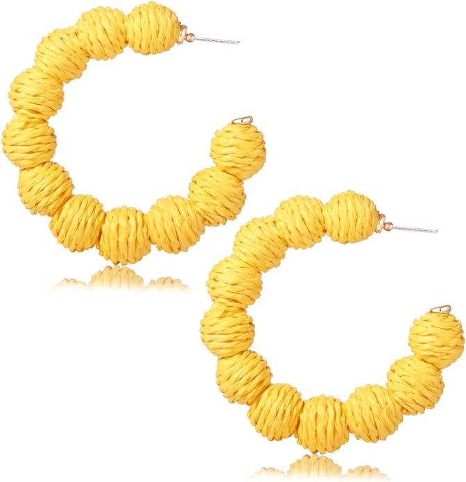 ARATLENCH Rattan Woven Dangling Earrings Handmade Straw Dangle Drop Earrings Boho Summer Beach St... | Amazon (US)