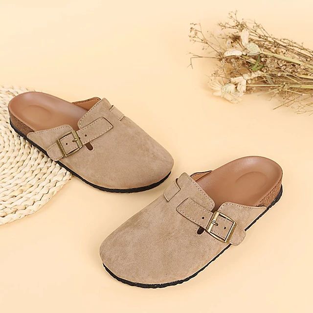 Women's Clogs Plus Size Buckle Flat Heel Round Toe Casual Minimalism Outdoor Office Daily Walking... | Lightinthebox