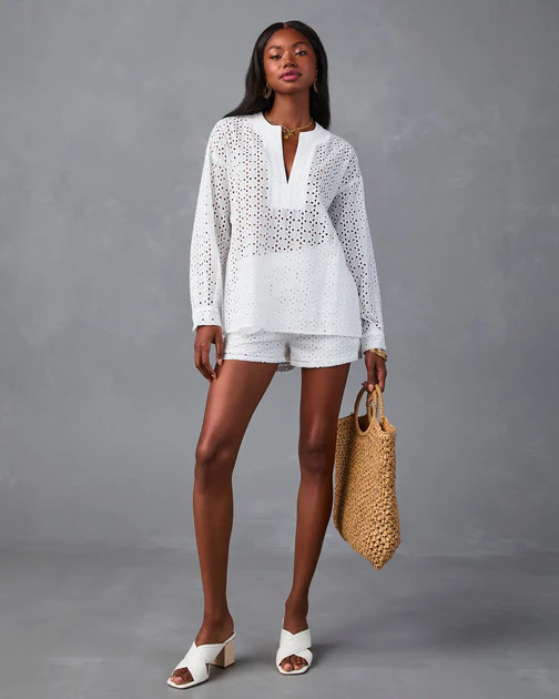 Prisca Eyelet Cotton Cover Up - White | VICI