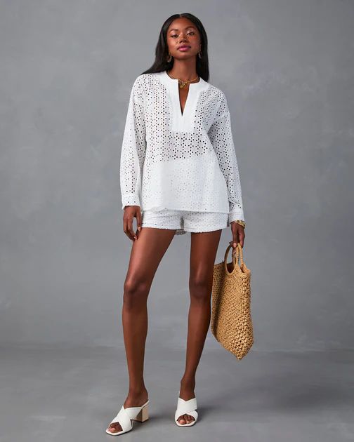 Prisca Eyelet Cotton Cover Up - White | VICI Collection