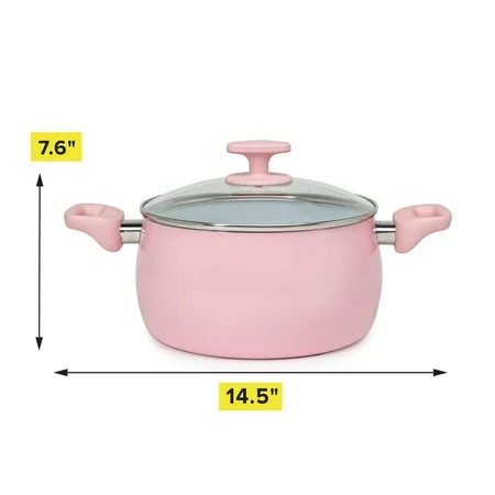 Tasty Ceramic 5 Quart Non-Stick Dutch Oven and Glass Lid, Titanium-Reinforced, Dishwasher Safe, P... | Walmart (US)