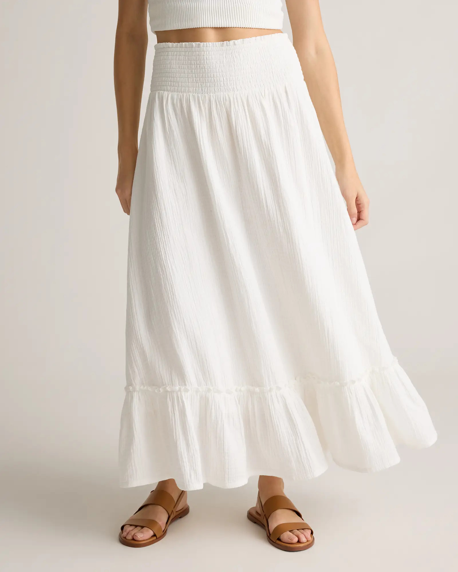 100% Organic Cotton Gauze Smocked Maxi Skirt | Quince