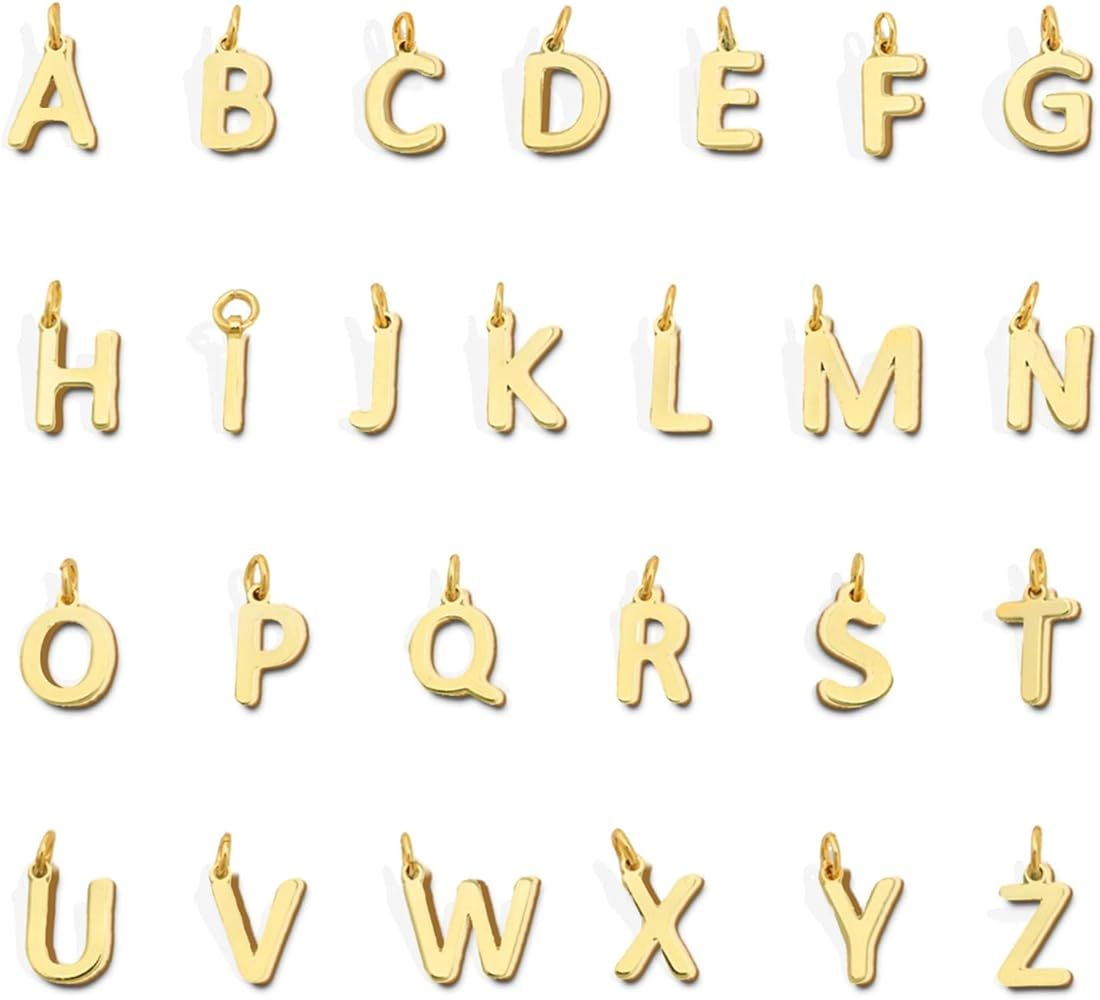 26Pcs 18K Gold Filled A-Z Alphabet Letters Charms for Jewelry Making, Initial A-Z Alphabet Charm ... | Amazon (US)