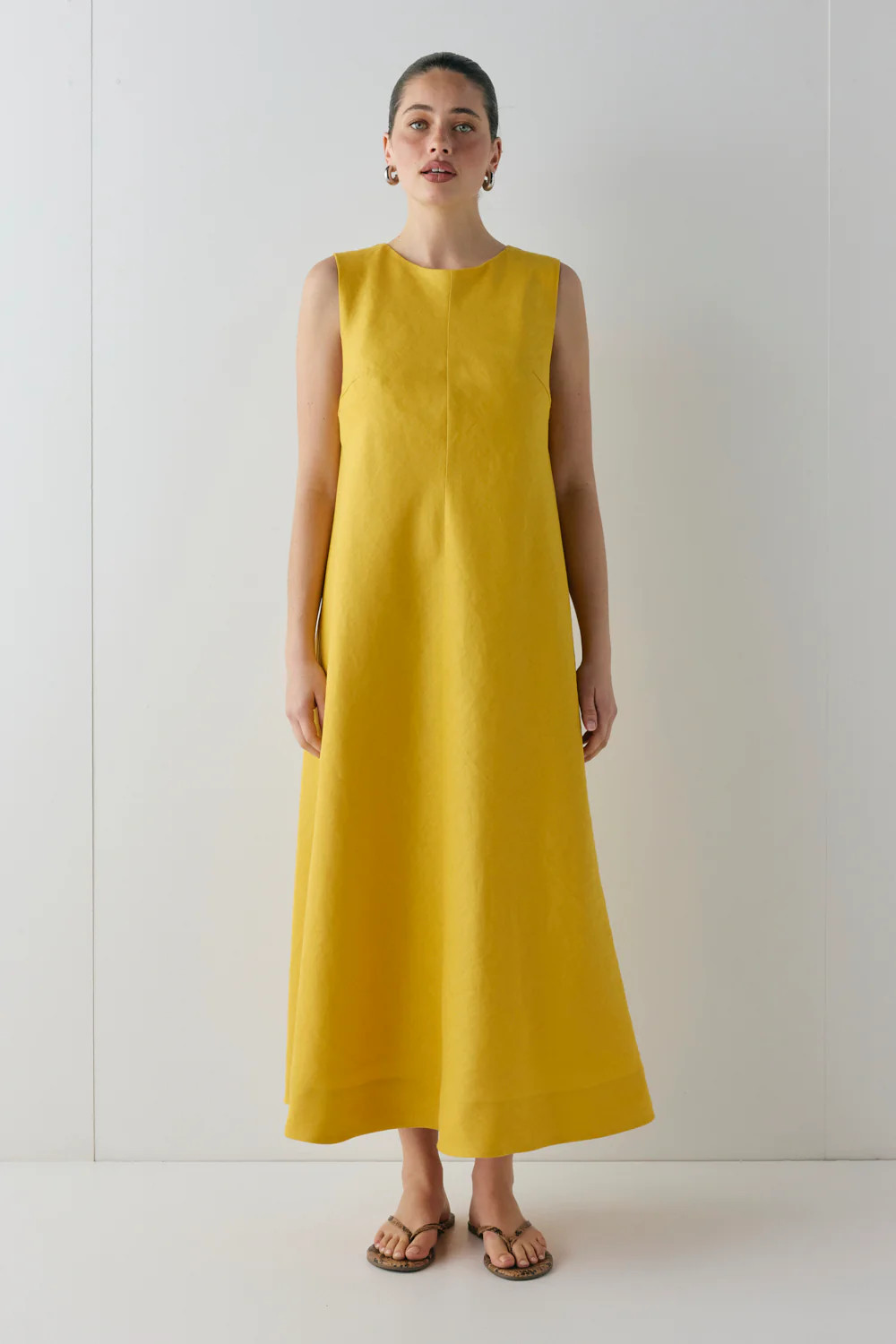 Marina Linen Midi Dress Mustard | VRG Grl