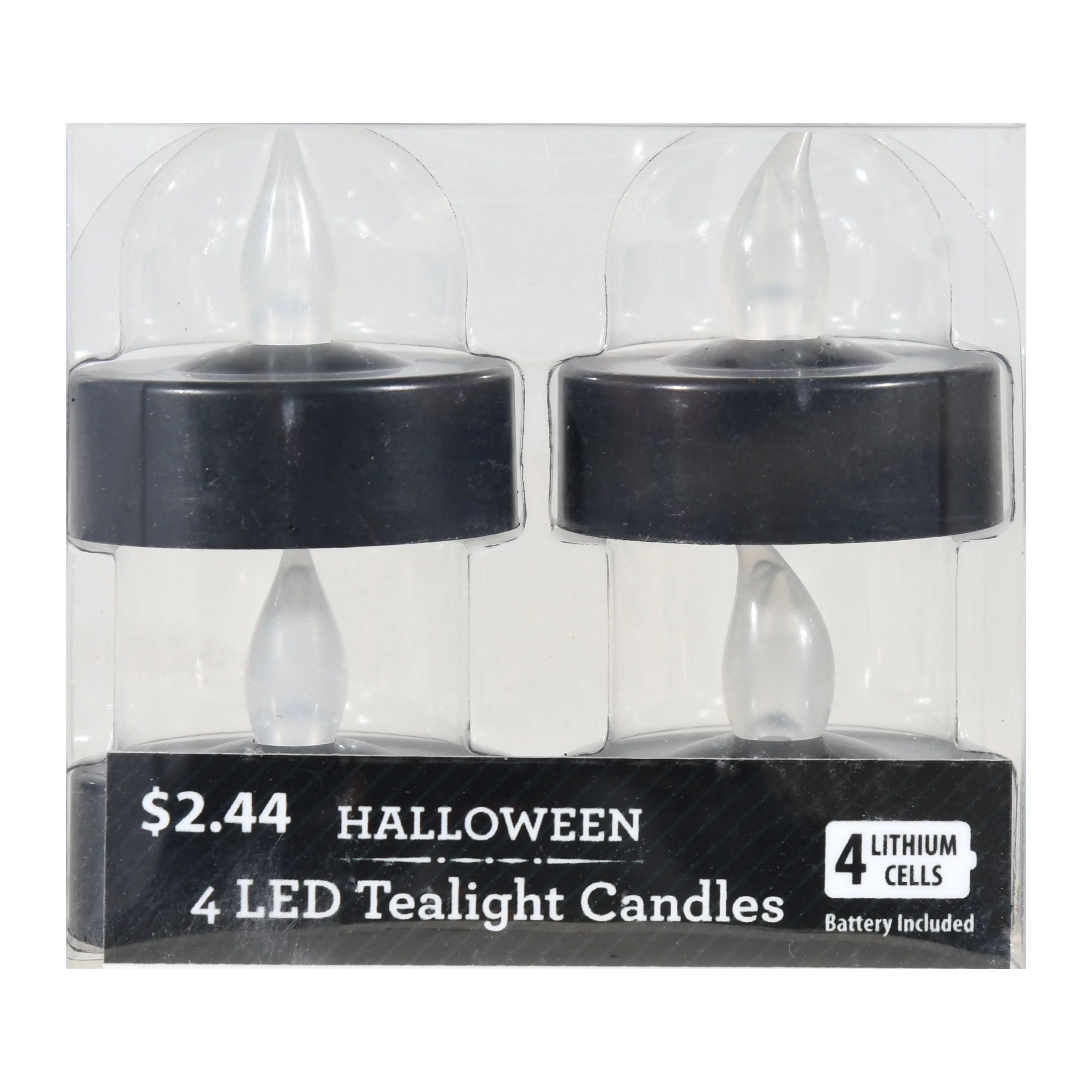 Way to Celebrate Halloween 4-Count Black LED Tealight Candles | Walmart (US)