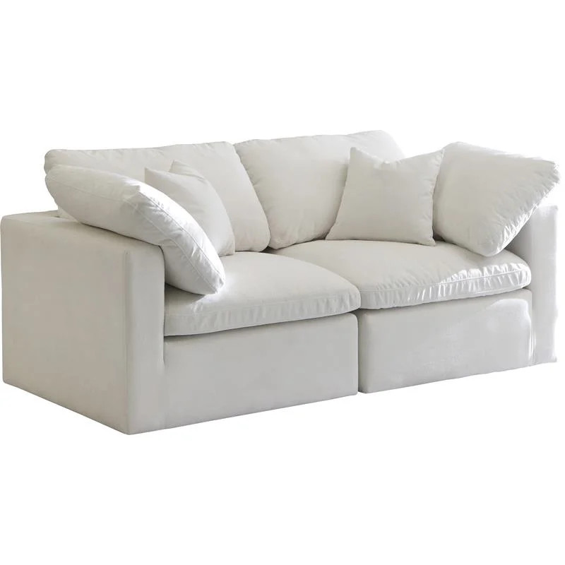 Meridian Furniture Plush Standard Cream Velvet Modular Sofa | Walmart (US)