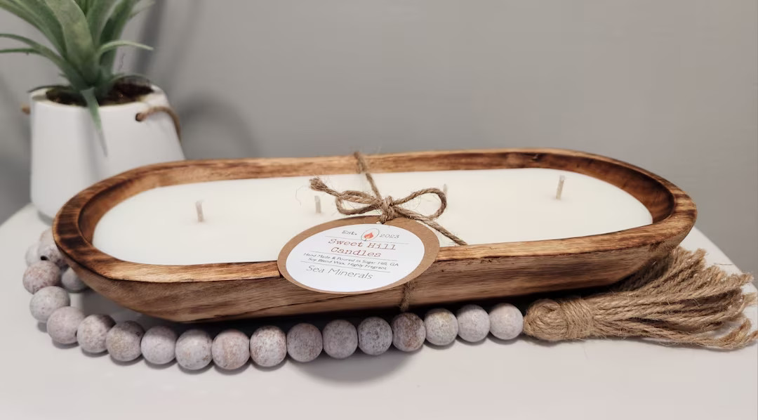 Dough Bowl Candle | Custom Candle | One of a Kind Candle | 4 Wick Wood Bowl Candle | Soy Candle |... | Etsy (US)