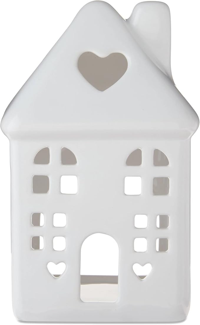 Ceramic House Tabletop Decoration, 6 Inch White - Valentine‘s Day Home Decor, Small Ceramic Vil... | Amazon (US)