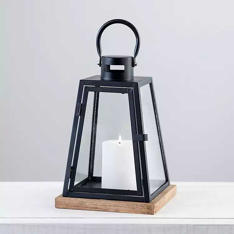 Black Wide Base Midlands Lantern, 11 in. | Kirkland's Home