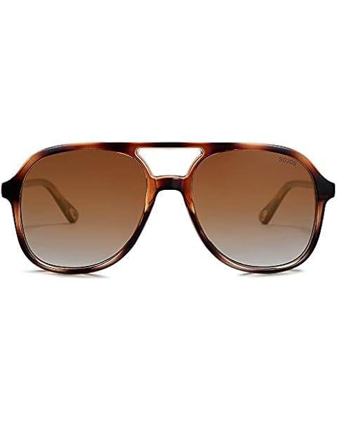 SOJOS Retro Trendy Aviator Polarized Sunglasses Men Women Vintage 70s Square Stylish Frame Sun Gl... | Amazon (US)