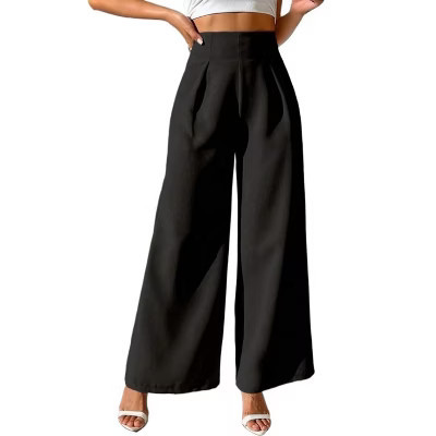 Coolmee Women's Business Casual Work Pants Office Pleated Wide Leg Pants Black M | Target