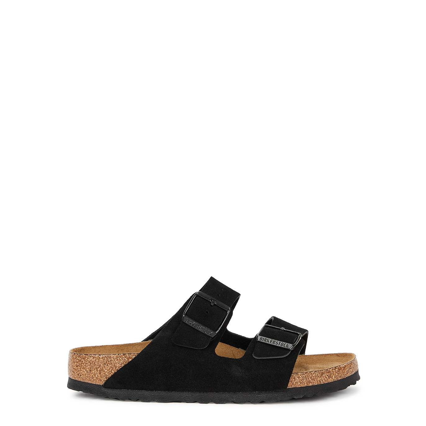 Birkenstock Arizona Black Suede Sliders - 3 | Harvey Nichols (Global)