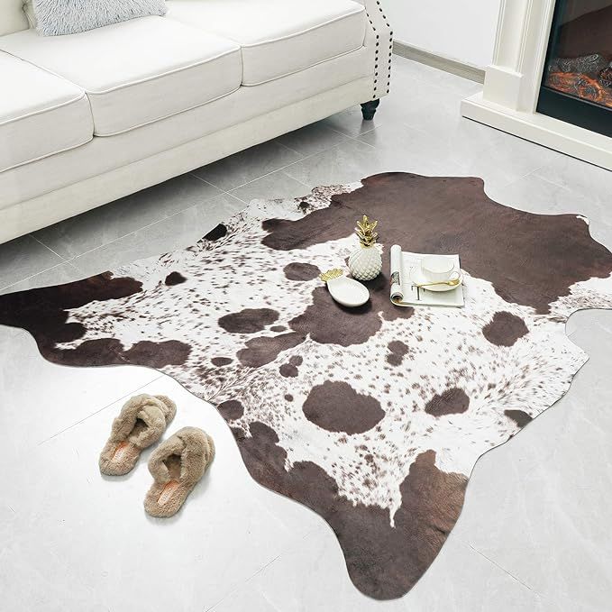 Rostyle Faux Cowhide Rug Cute Cow Hide Rug for Living Room Bedroom Western Home Decor Faux Fur Co... | Amazon (US)