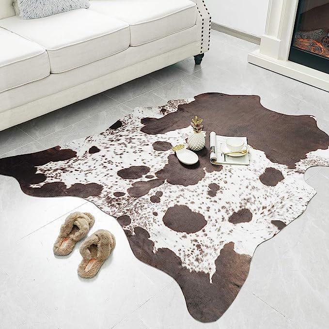 Rostyle Faux Cowhide Rug Cute Cow Hide Rug for Living Room Bedroom Western Home Decor Faux Fur Co... | Amazon (US)