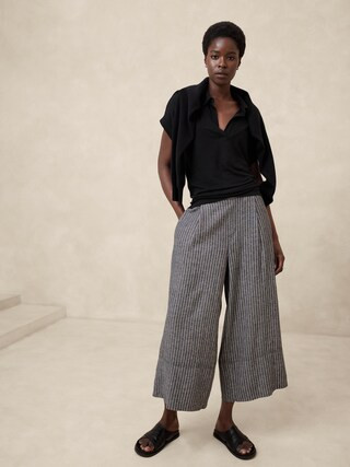 Linen-Blend Easy Wide-Leg Crop Pant | Banana Republic Factory